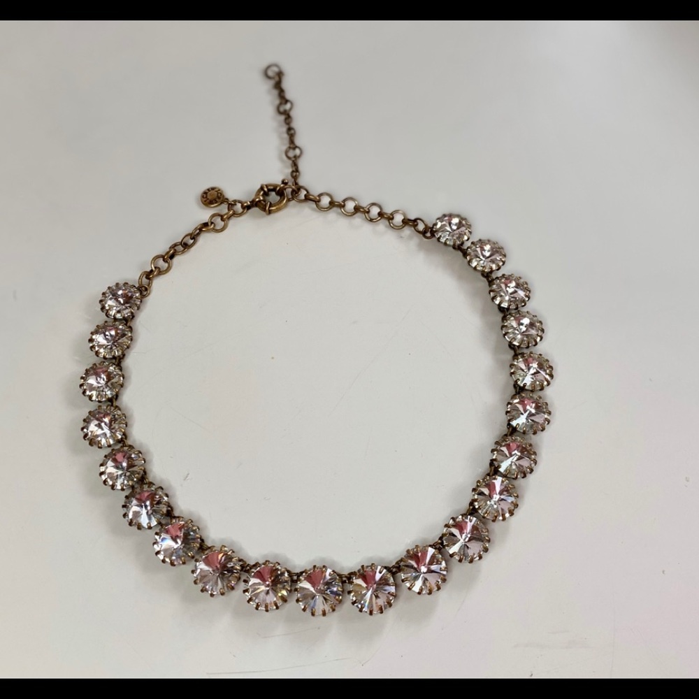 J. Crew chunky diamond look rhinestone statement necklace EUC